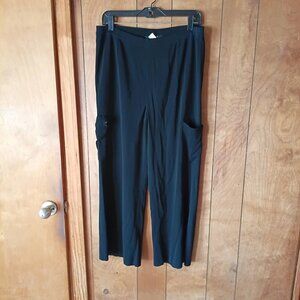 Min Wang Black Pull On Pants Women’s Size L Stretch Pockets Career Travel